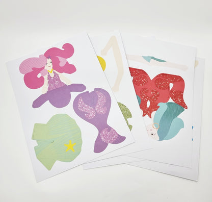 Kit créatif pour fabriquer 5 sirènes sans colle ni ciseaux