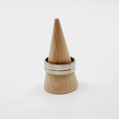 Bague argentée - rainure dorée (SIZE : 20) - Modèle n°10