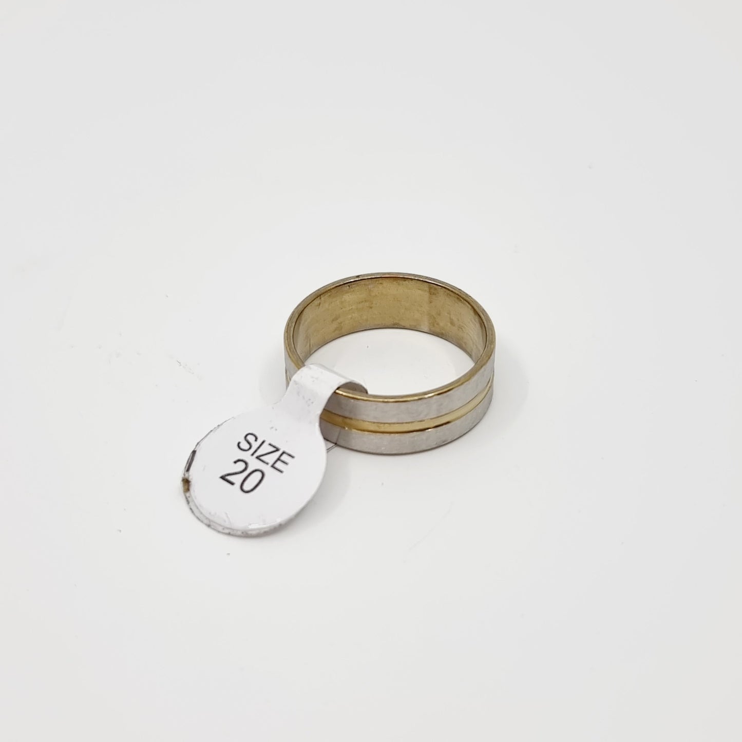 Bague argentée - rainure dorée (SIZE : 20) - Modèle n°10