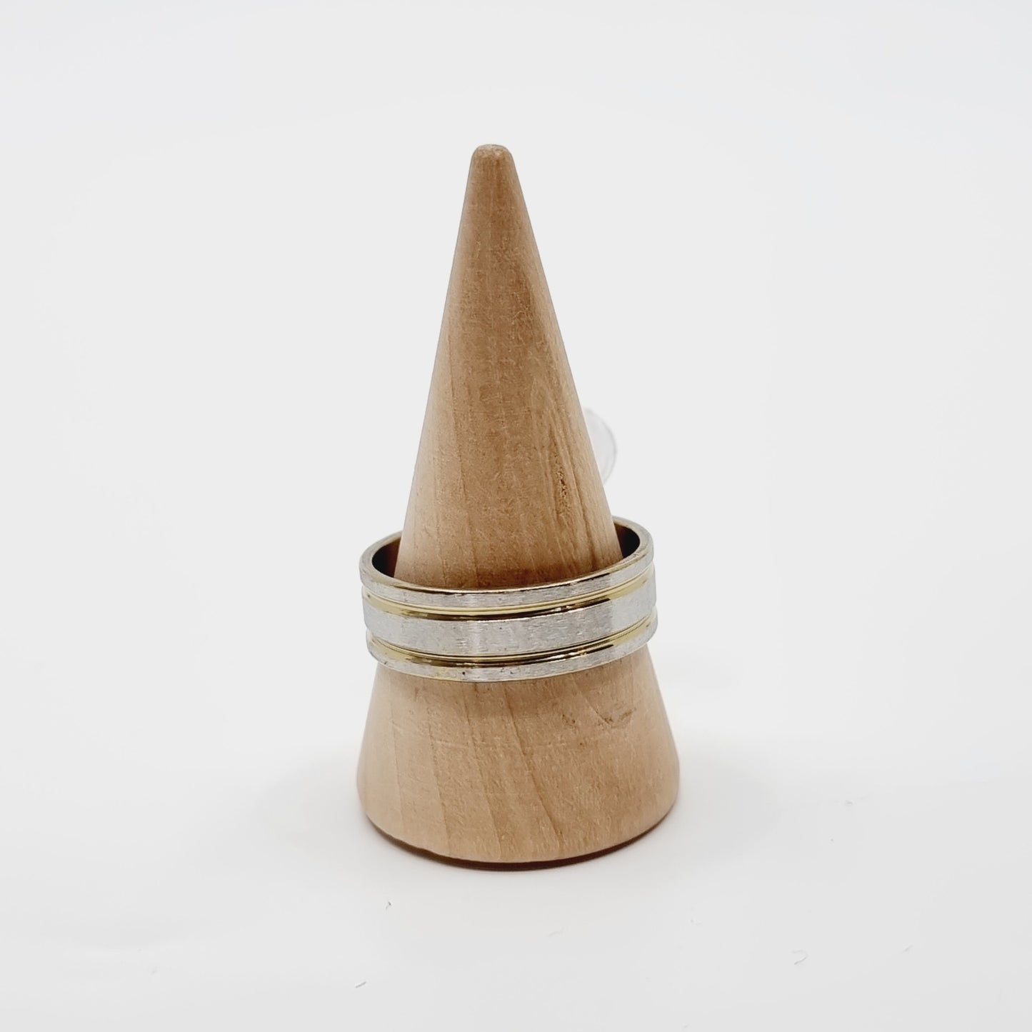 Bague argentée - 2 rainures dorées (SIZE : 20) - Modèle n°13