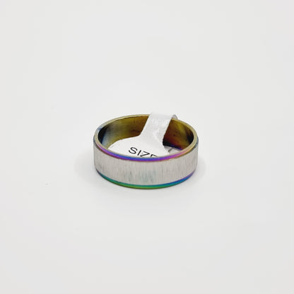 Bague argentée - bords irisés (SIZE : 20) - Modèle n°14