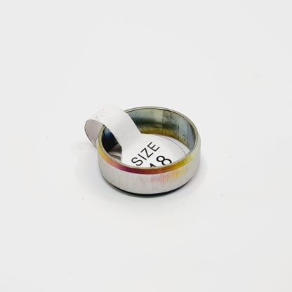 Bague argentée - bords irisés (SIZE : 18) - Modèle n°22