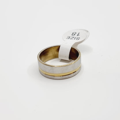 Bague argentée - rainure dorée (SIZE : 18) - Modèle n°23