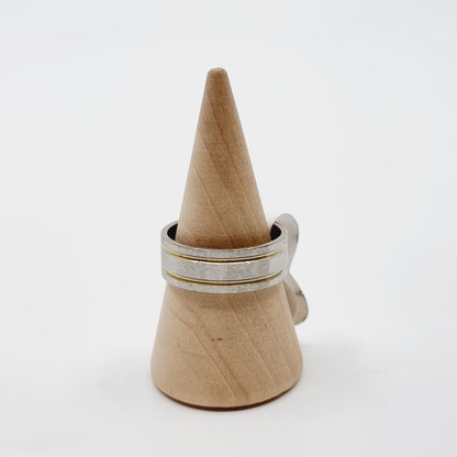 Bague argentée - 2 rainures dorée (SIZE : 18) - Modèle n°24