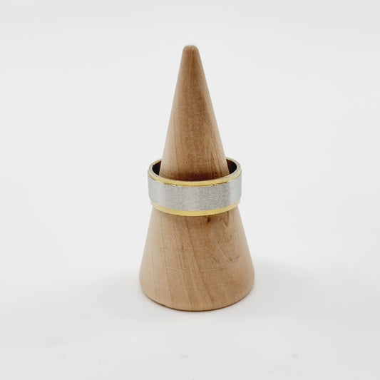 Bague argentée - bords dorés (SIZE : 17) - Modèle n°30