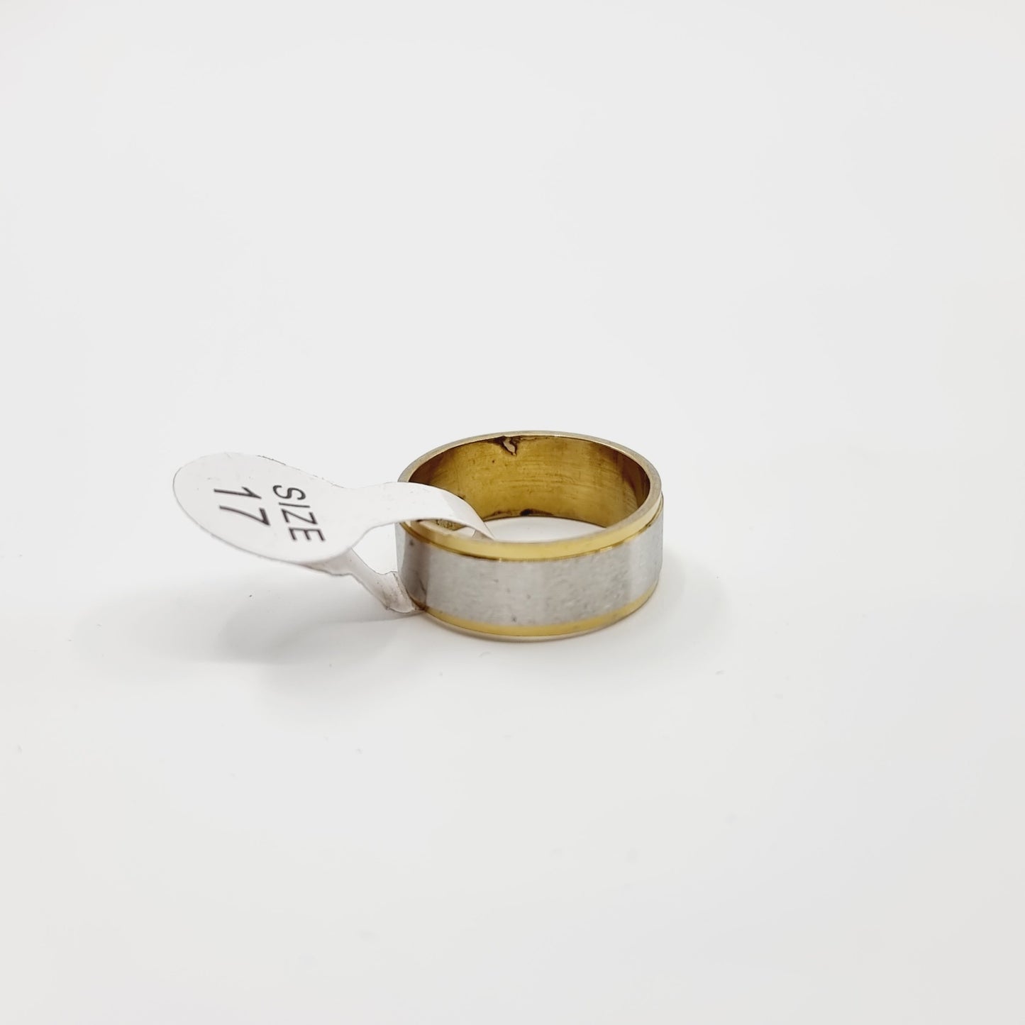 Bague argentée - bords dorés (SIZE : 17) - Modèle n°30