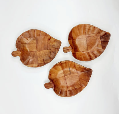 Plat à tapas en bois - feuille (3 pièces)