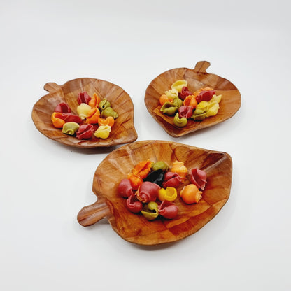 Plat à tapas en bois - feuille (3 pièces)