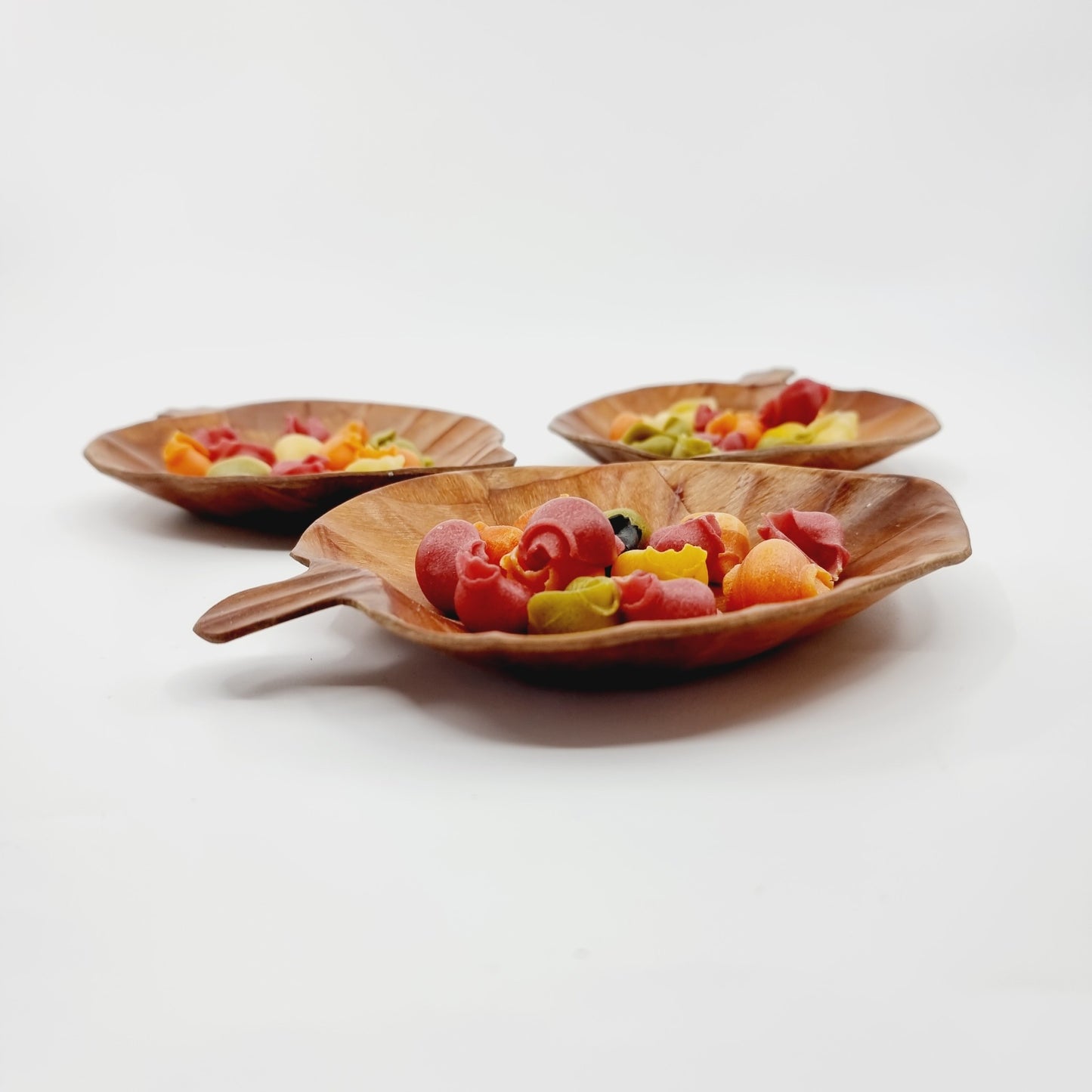 Plat à tapas en bois - feuille (3 pièces)