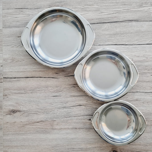 Plat de service creux AMC en inox (3 pièces)