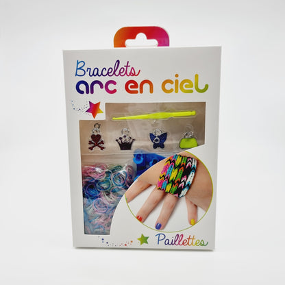 Bracelets arc-en-ciel, Rainbow Loom - Paillettes