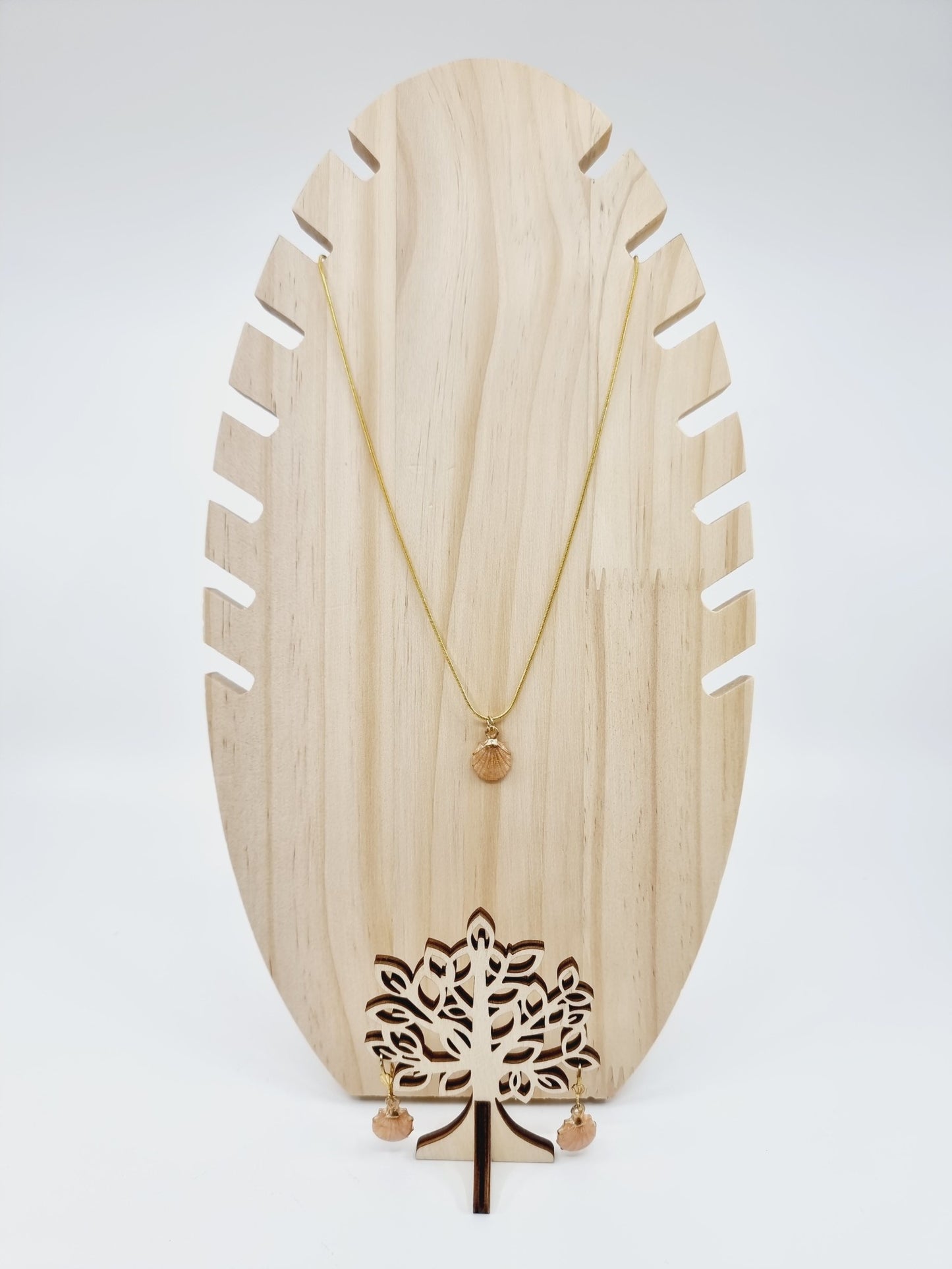 Collier & boucles d'oreilles - coquillage rose