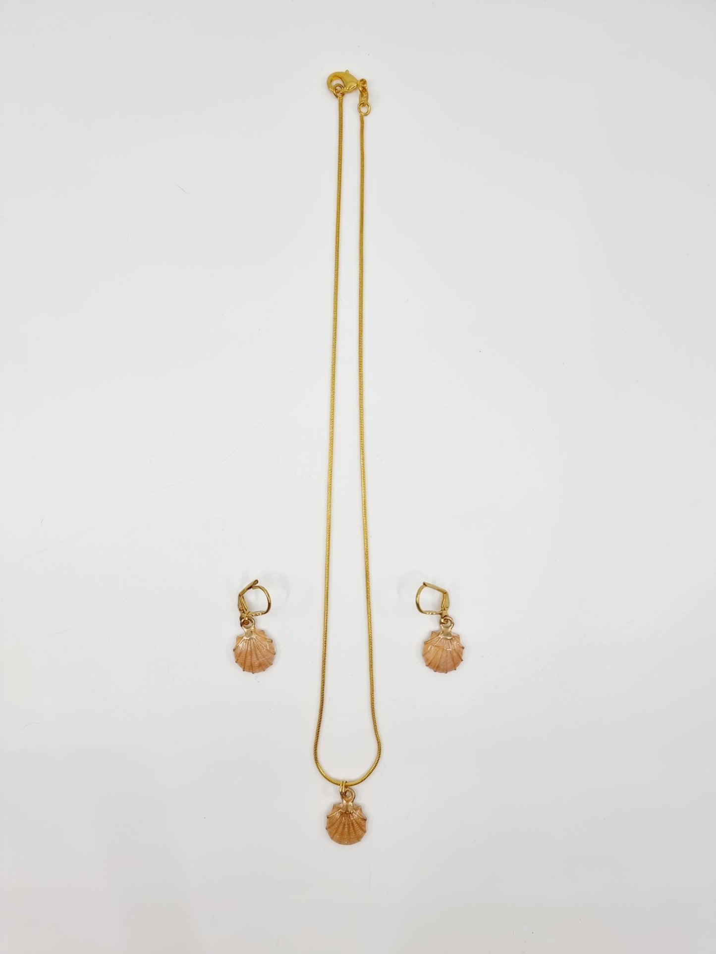 Collier & boucles d'oreilles - coquillage rose