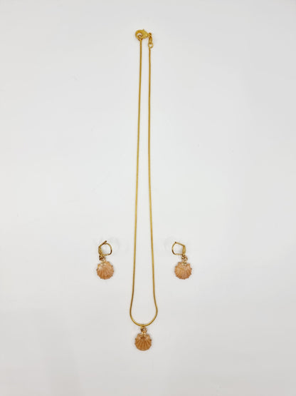 Collier & boucles d'oreilles - coquillage rose