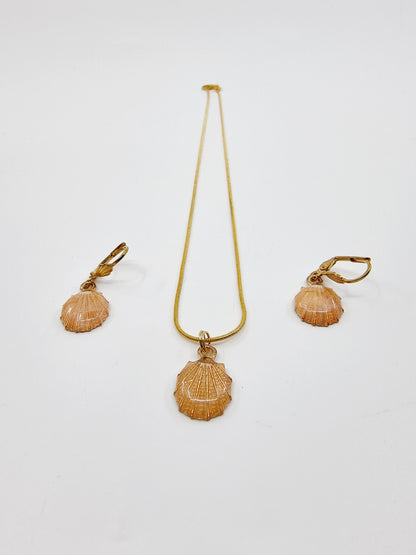 Collier & boucles d'oreilles - coquillage rose