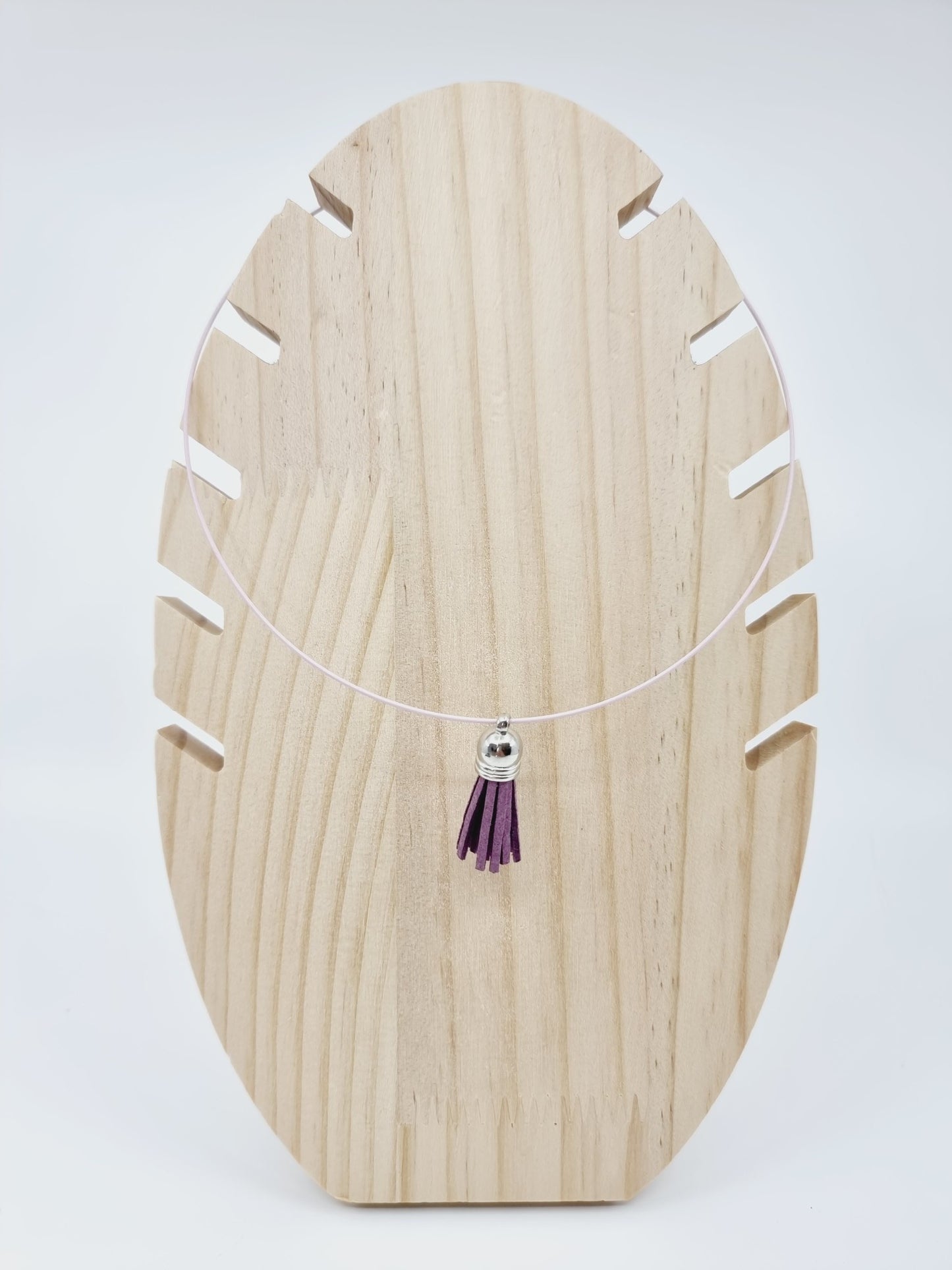 Collier cerceau - Pompon mauve