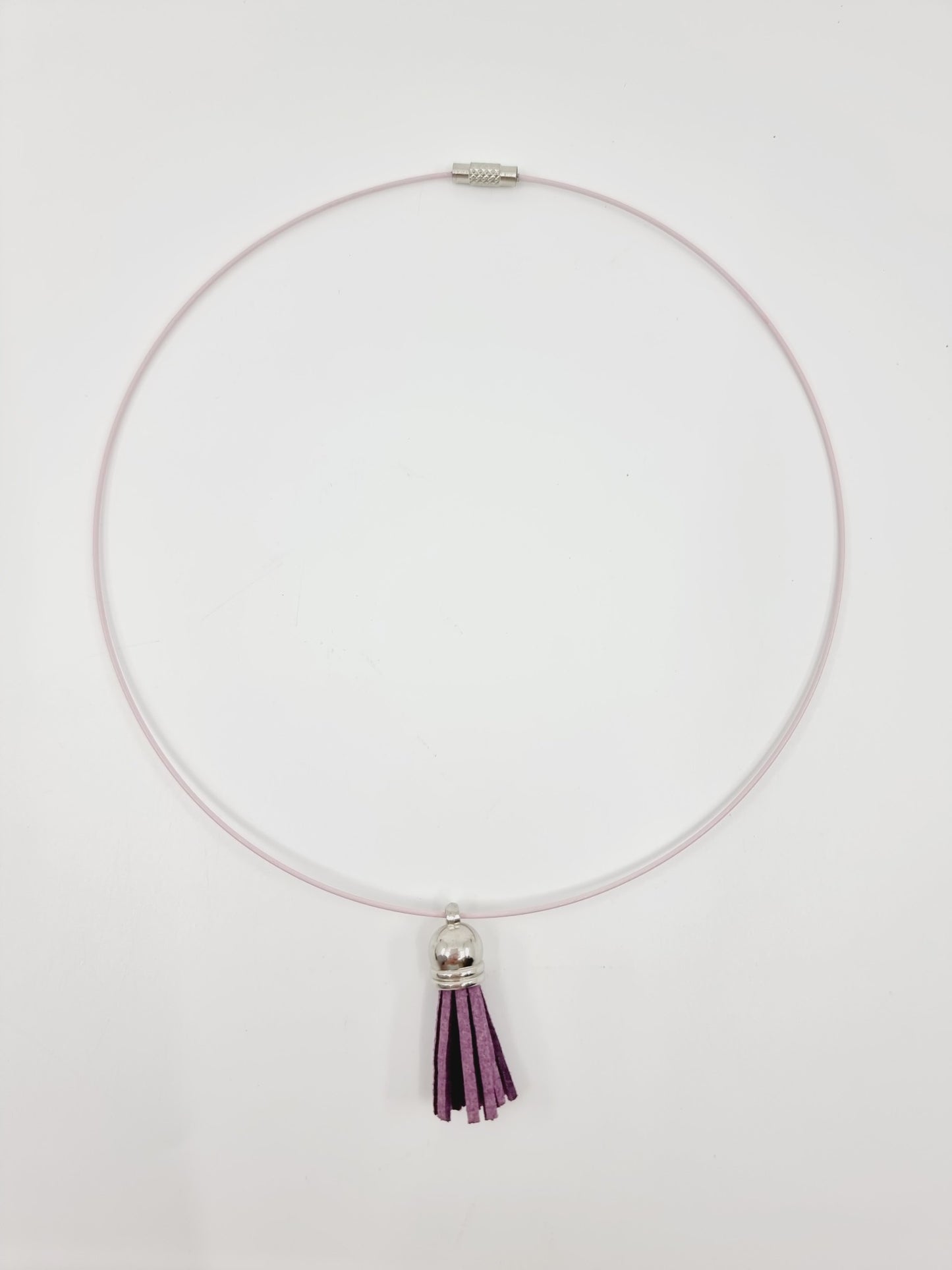 Collier cerceau - Pompon mauve