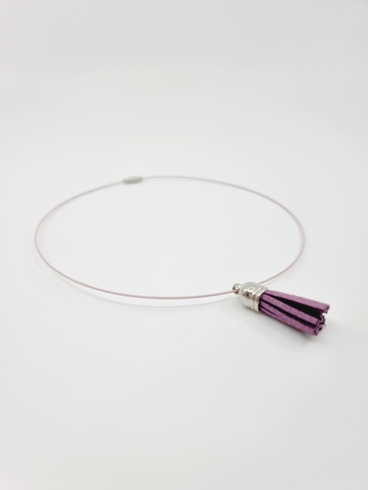 Collier cerceau - Pompon mauve