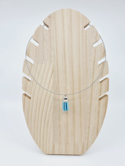 Collier cerceau - Pompon bleu ciel