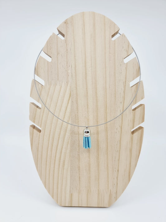 Collier cerceau - Pompon bleu ciel