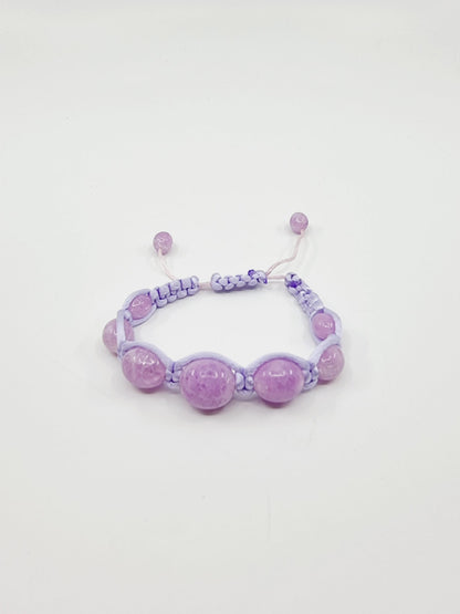 Collier cerceau, bracelet & boucles d'oreilles - perles couleur parme