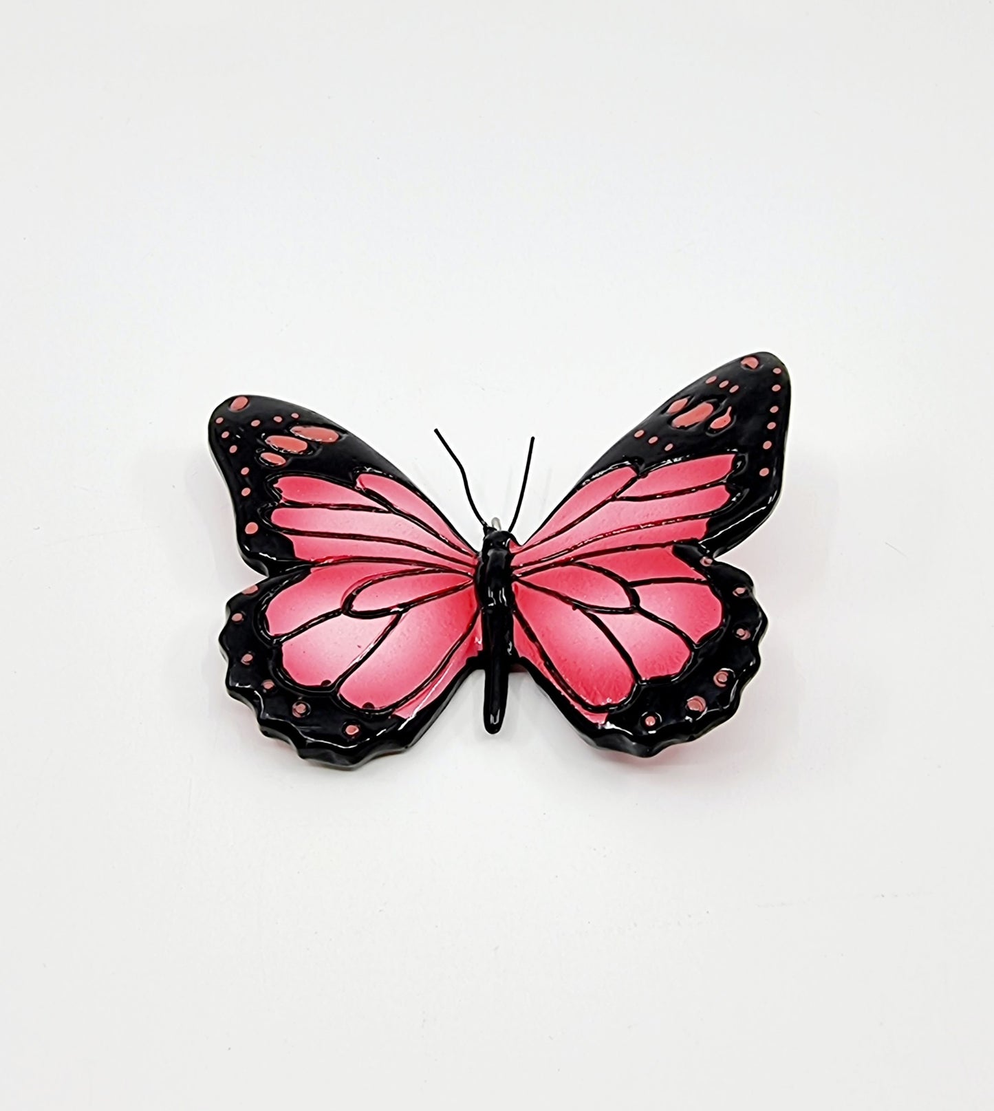 Pendentif - Papillon rose & noir