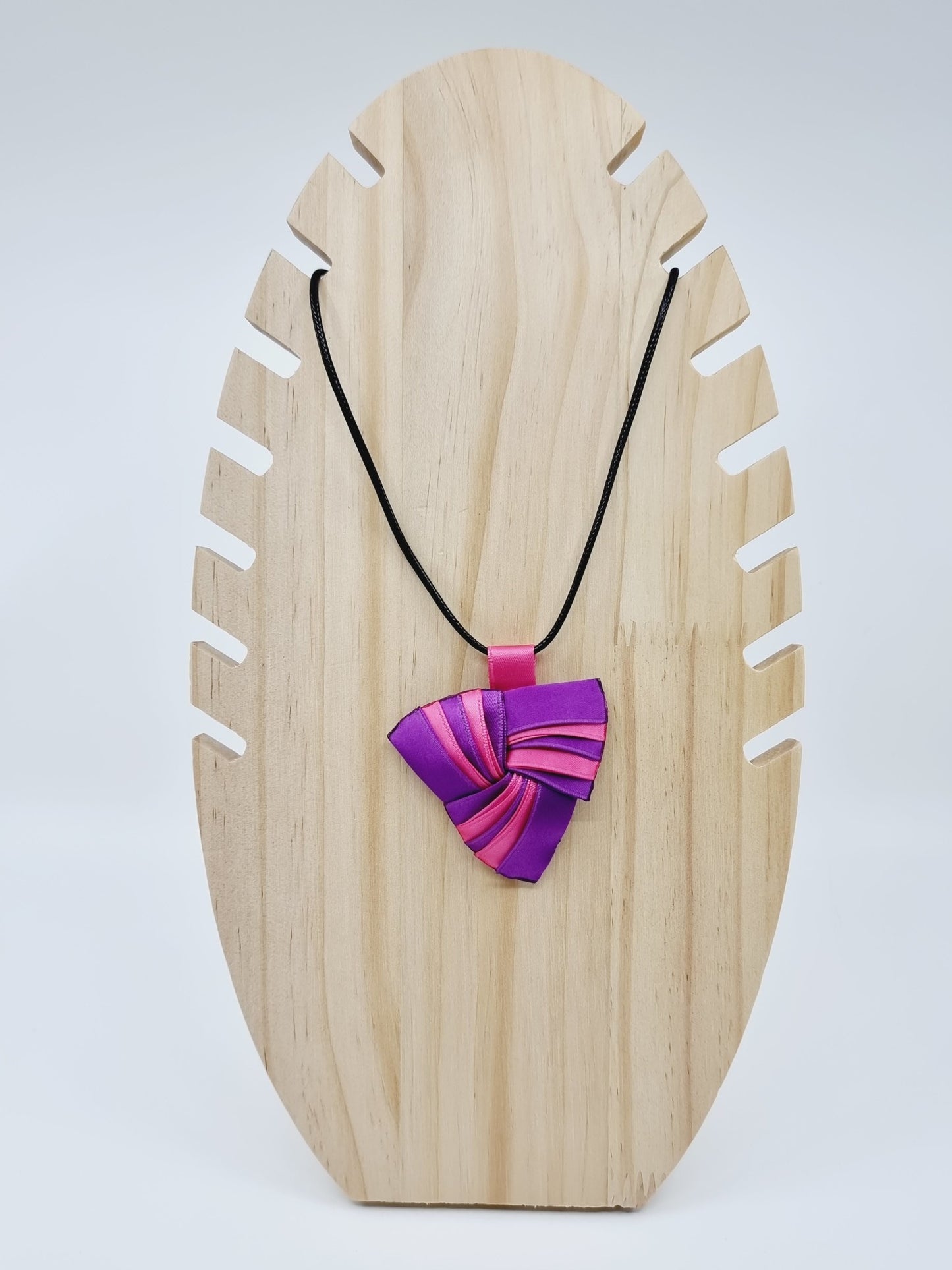 Collier en tissu bicolore - violet/rose