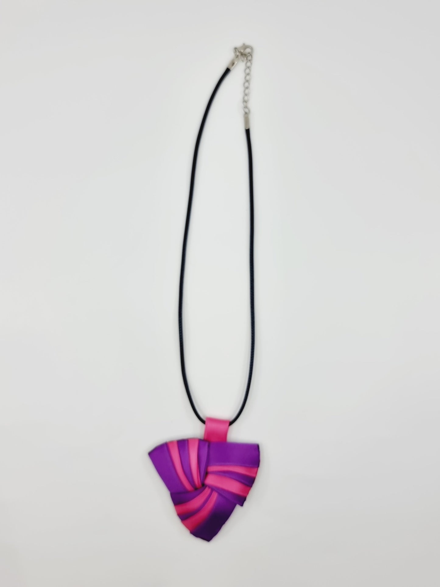 Collier en tissu bicolore - violet/rose