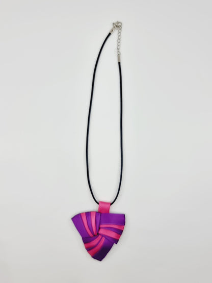 Collier en tissu bicolore - violet/rose