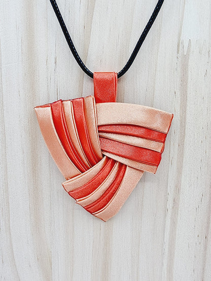 Collier en tissu bicolore - orange/saumon