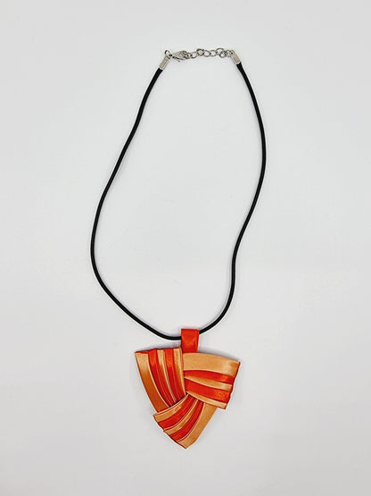 Collier en tissu bicolore - orange/saumon