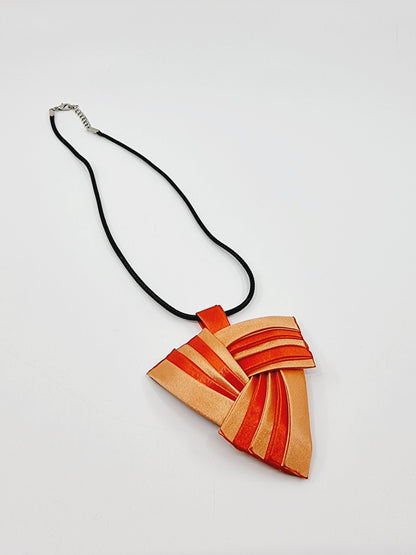 Collier en tissu bicolore - orange/saumon
