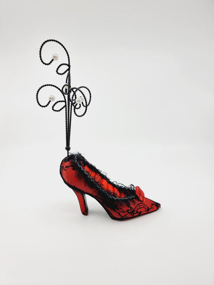 Support à bijoux - escarpin rouge & noir