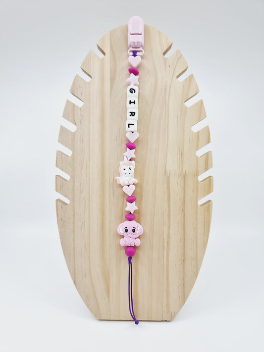 Attache-tétine - Eléphant/Licorne/GIRL