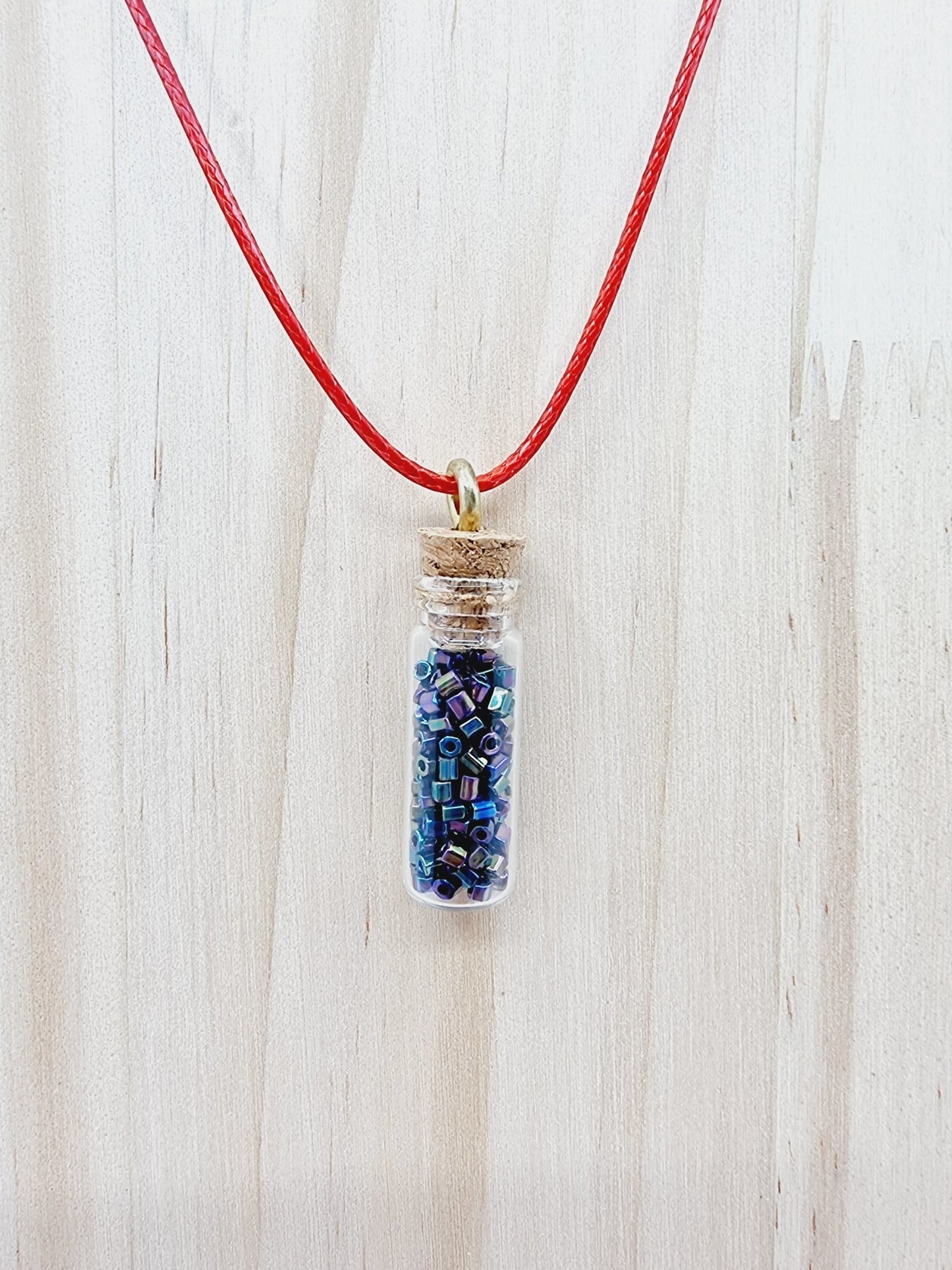 Collier fiole - noire irisée