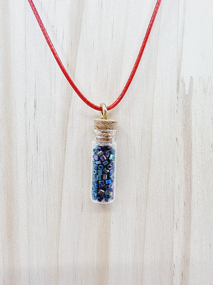 Collier fiole - noire irisée