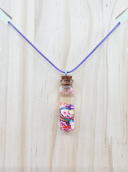 Collier fiole - fleurs