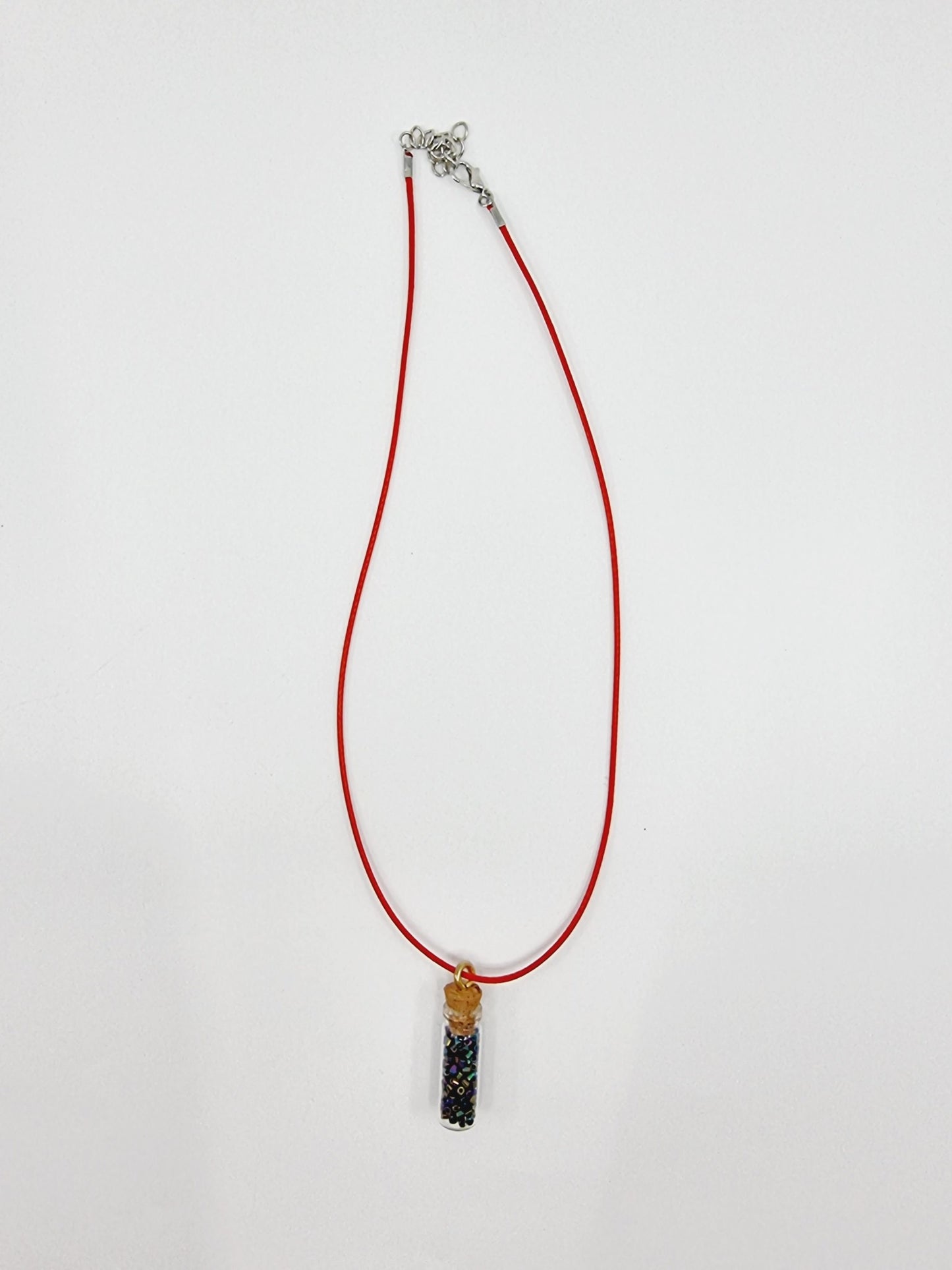 Collier fiole - noire irisée