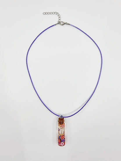 Collier fiole - fleurs