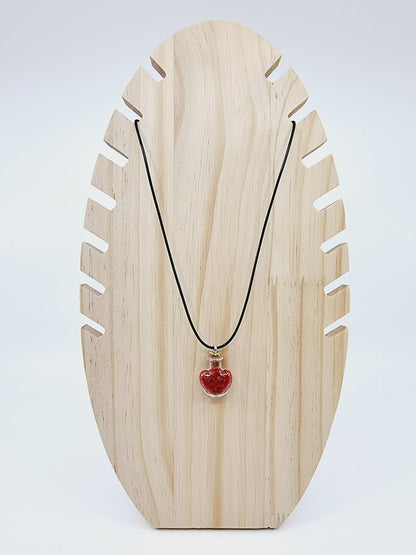 Collier fiole - coeur rouge