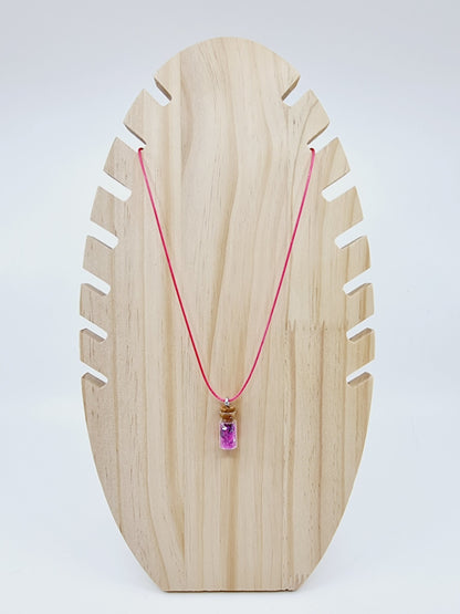 Collier fiole - rose/violette