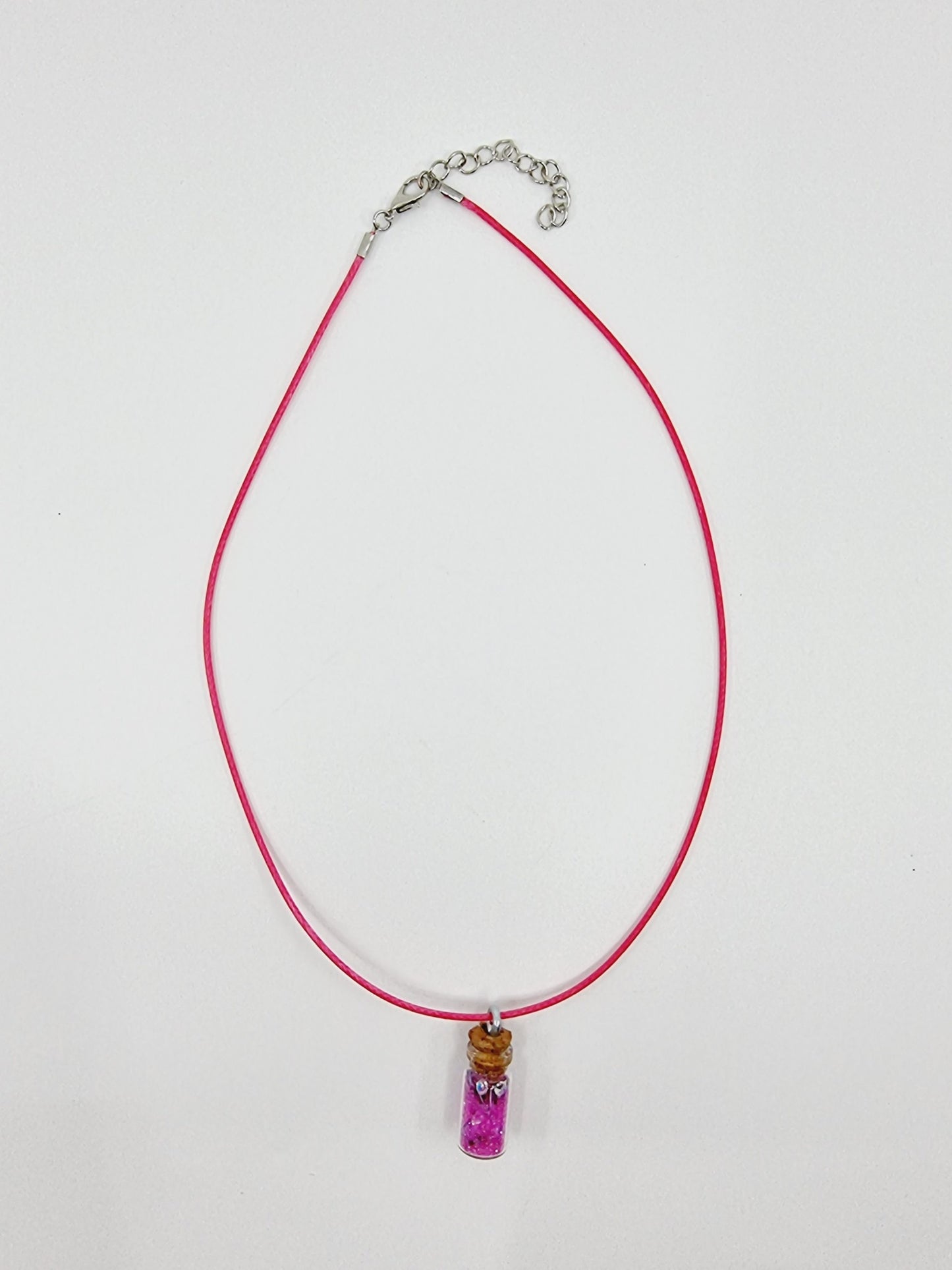 Collier fiole - rose/violette