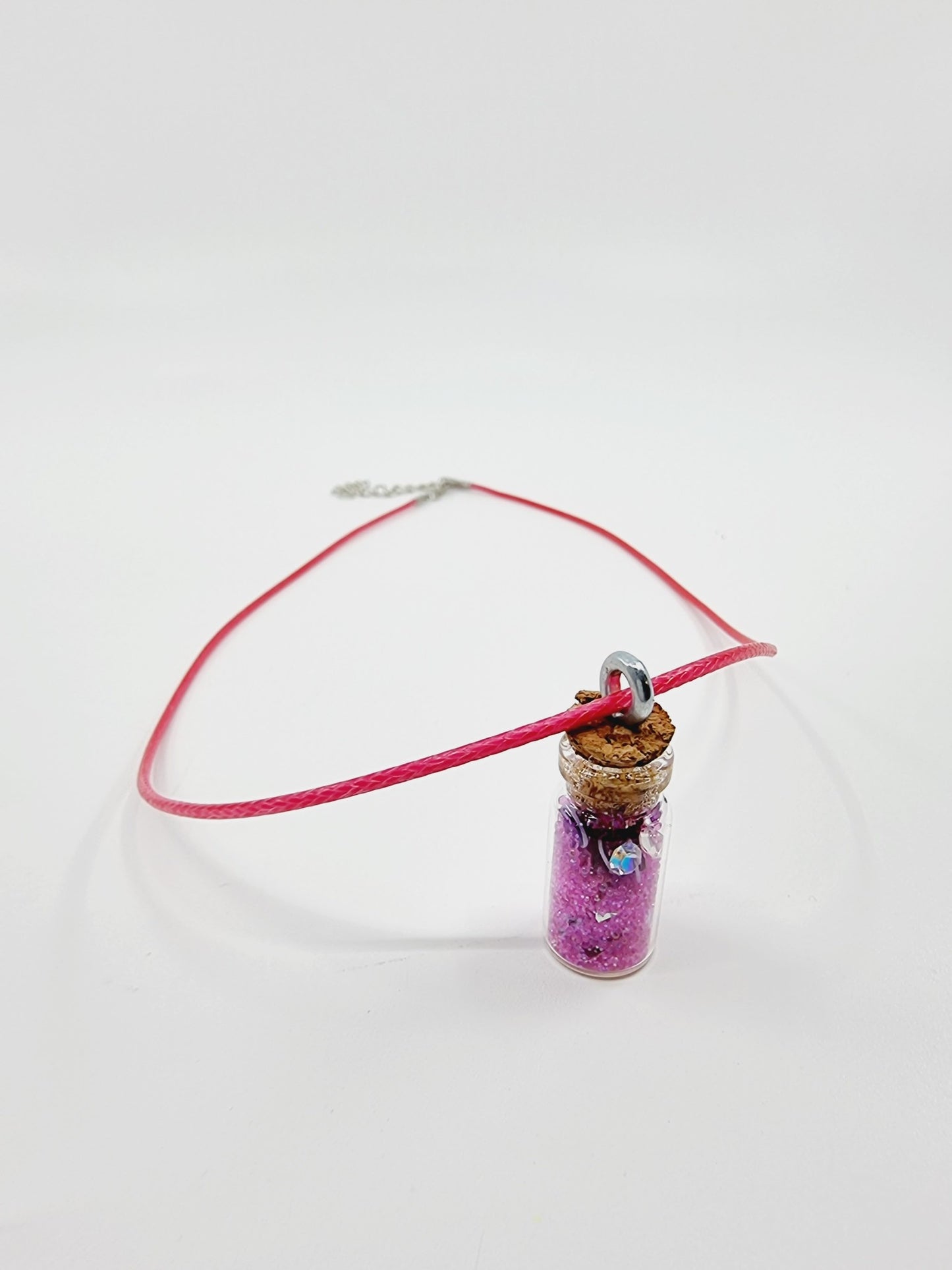 Collier fiole - rose/violette