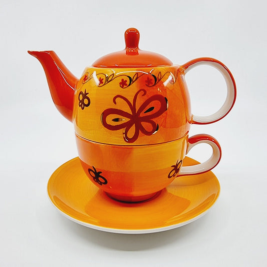 Théière avec soucoupe & tasse - Papillon