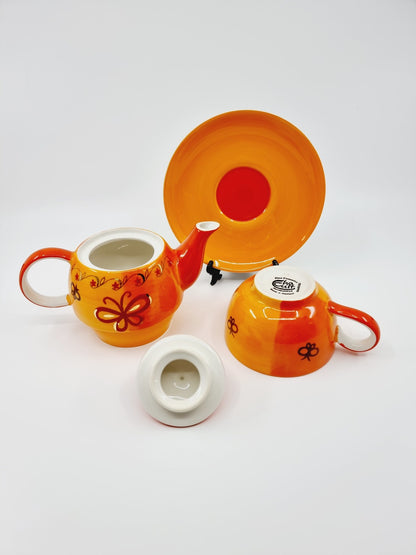 Théière avec soucoupe & tasse - Papillon