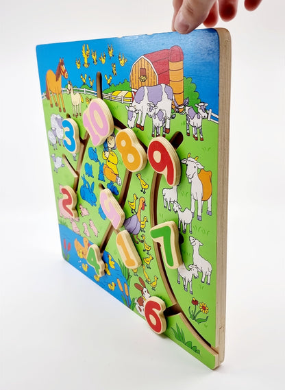 Labyrinthe en bois - Chiffres et animaux de la ferme