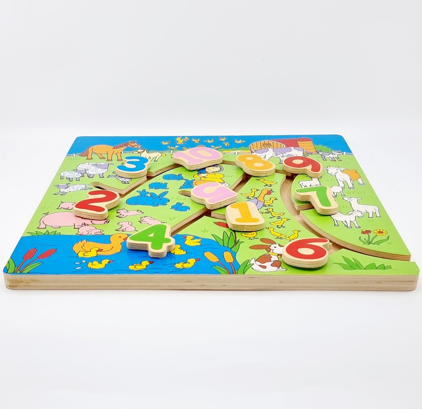 Labyrinthe en bois - Chiffres et animaux de la ferme