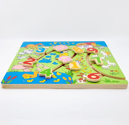 Labyrinthe en bois - Chiffres et animaux de la ferme