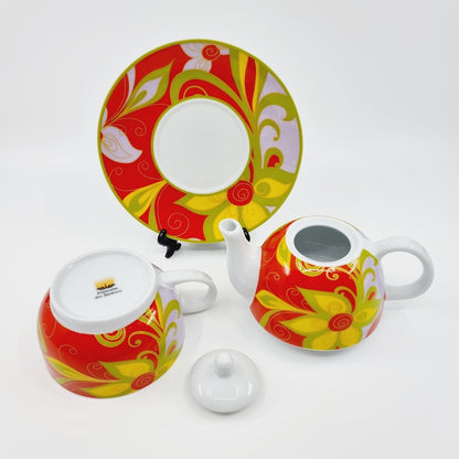 Théière avec soucoupe & tasse - Royaume des saveurs