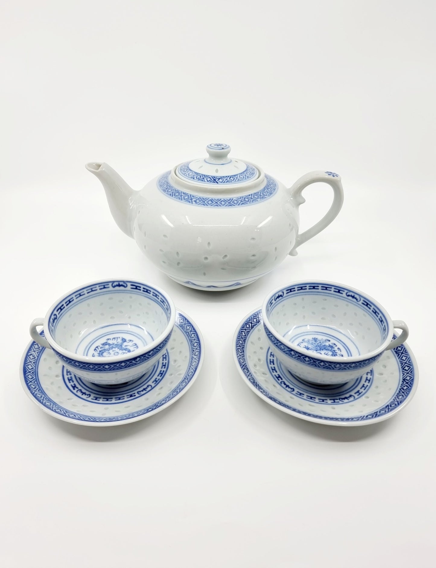 Théière avec 2 tasses et leur soucoupe - Chinoise